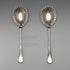 1916 British antique silver plate serving spoon pair